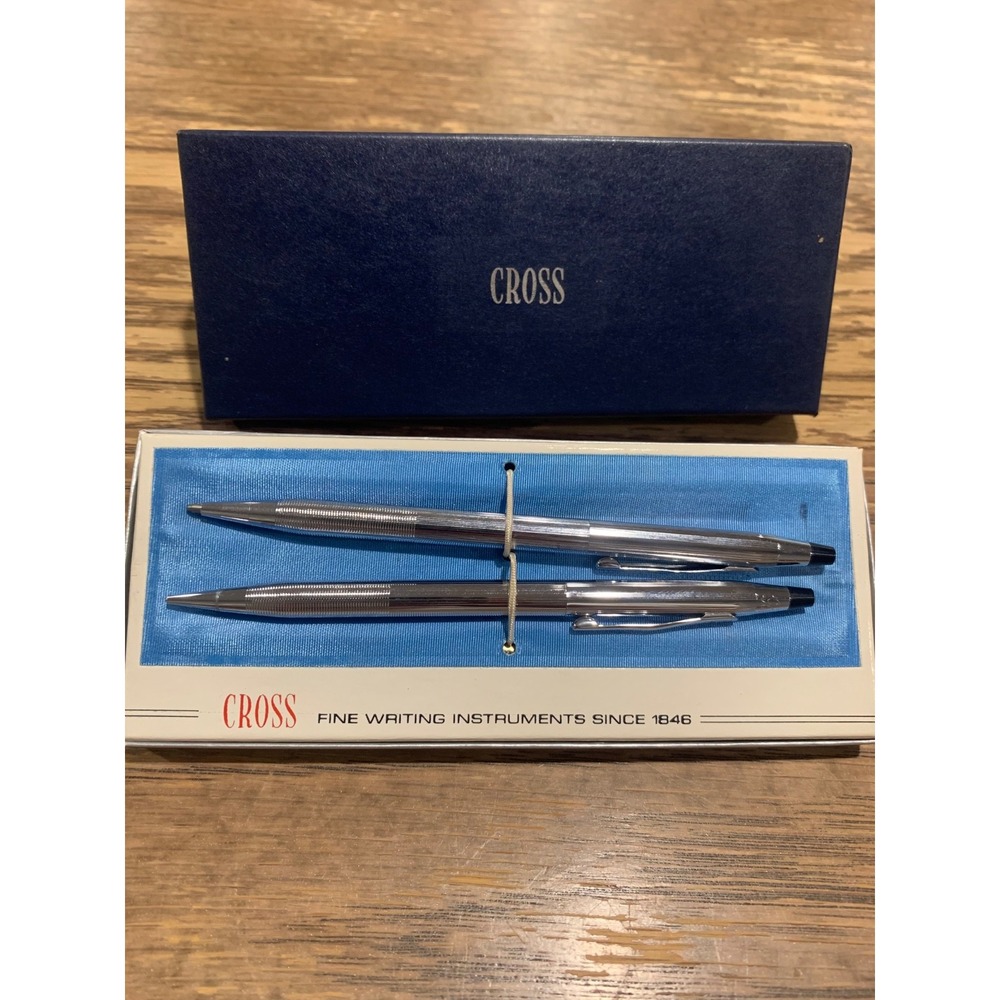 VTG CROSS Lustrous Chrome Pen Pencil Set New In Box